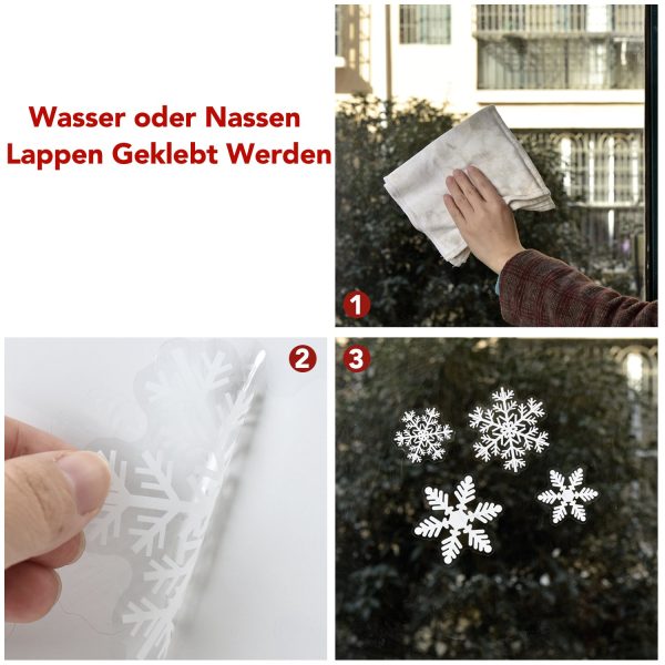 Lynlon Lot de 108 flocons de neige amovibles en PVC statique pour décoration de fenêtre de Noël, portes, vitrines, façades en verre