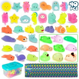 Mochi Squishy Kawaii Cadeau Anniversaire Enfants Invites Pack 40 - BONNYCO | Cadeaux Anniversaire Invités Enfant avec Phosphorescence, Petit Jouet Pinata, Pochette Surprise...