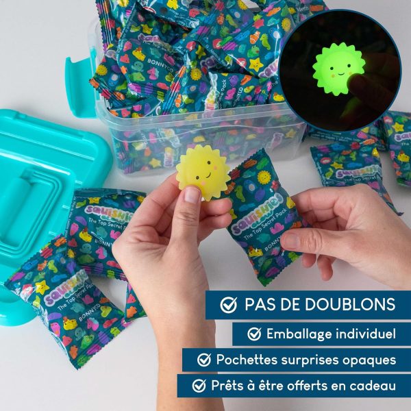 Mochi Squishy Kawaii Cadeau Anniversaire Enfants Invites Pack 40 - BONNYCO | Cadeaux Anniversaire Invités Enfant avec Phosphorescence, Petit Jouet Pinata, Pochette Surprise...