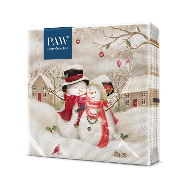 PAW - Serviette Papier - 3 Plis (33 x 33 cm) I Lot de 20 I Serviette de Table Papier avec un Motif de Noël, d'hiver et de Neige I Décoration de Table Idéale pour Noël (Snowy...