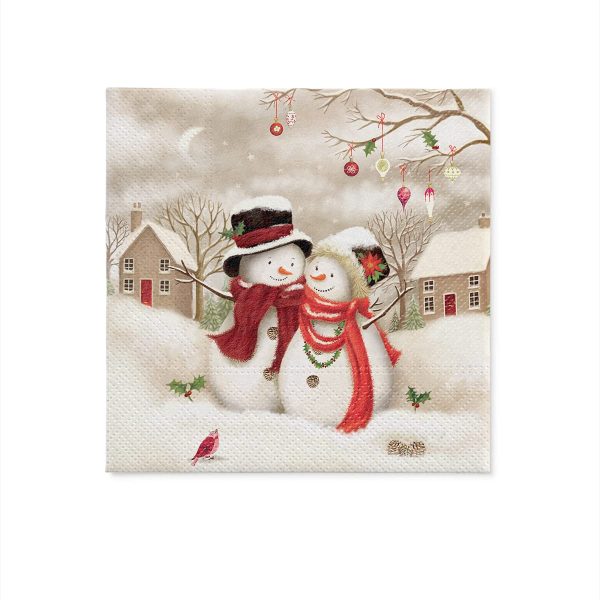 PAW - Serviette Papier - 3 Plis (33 x 33 cm) I Lot de 20 I Serviette de Table Papier avec un Motif de Noël, d'hiver et de Neige I Décoration de Table Idéale pour Noël (Snowy...