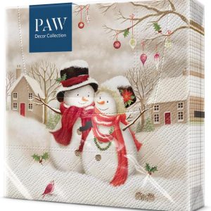 PAW - Serviette Papier - 3 Plis (33 x 33 cm) I Lot de 20 I Serviette de Table Papier avec un Motif de Noël, d'hiver et de Neige I Décoration de Table Idéale pour Noël (Snowy...