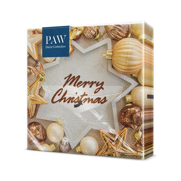 PAW - Serviette Papier - 3 Plis (33 x 33 cm) I Lot de 20 I Serviette de Table Papier avec un Motif de Noël, d'hiver et de Neige I Décoration de Table Idéale pour Noël (Snowy...