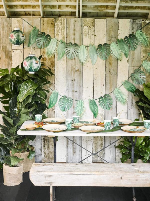 Talking Tables Guirlande Tropical, Feuilles de Palmier, Vert - 2.6m, Réutilisable, Thème Hawaiien, Décoration pour Anniversaire, été, Jungle, Papier, idéal pour fête, barbecue...