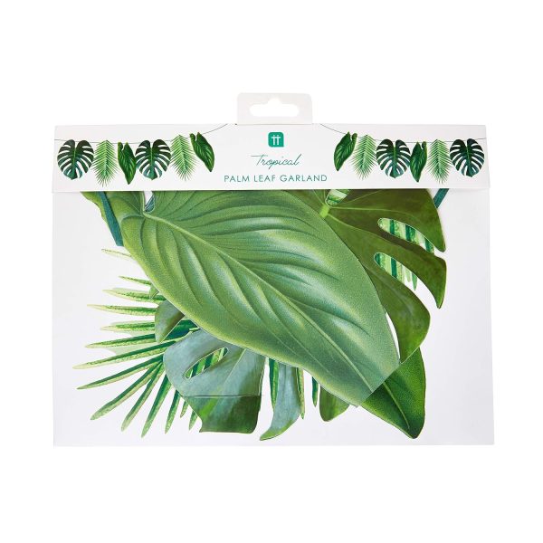 Talking Tables Guirlande Tropical, Feuilles de Palmier, Vert - 2.6m, Réutilisable, Thème Hawaiien, Décoration pour Anniversaire, été, Jungle, Papier, idéal pour fête, barbecue...