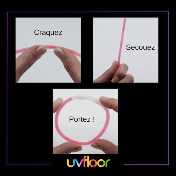 UV FLOOR - Lot De 100 Bracelets Fluorescent Lumineux + 100 Connecteurs - Qualité Premium - Accessoire Lumineux - Fluorescent - Fête - Déguisement - Mix De Couleurs Assorties
