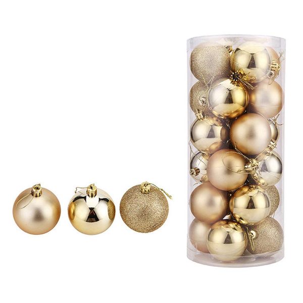 WAWJ Boules de Noël 4 cm Arbre de Noël Ornements en Plastique Brillant Décoration de Noël Incassable Boule Décoration d'arbre de (Or)