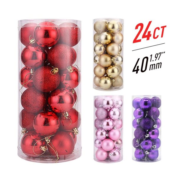 WAWJ Boules de Noël 4 cm Arbre de Noël Ornements en Plastique Brillant Décoration de Noël Incassable Boule Décoration d'arbre de (Or)