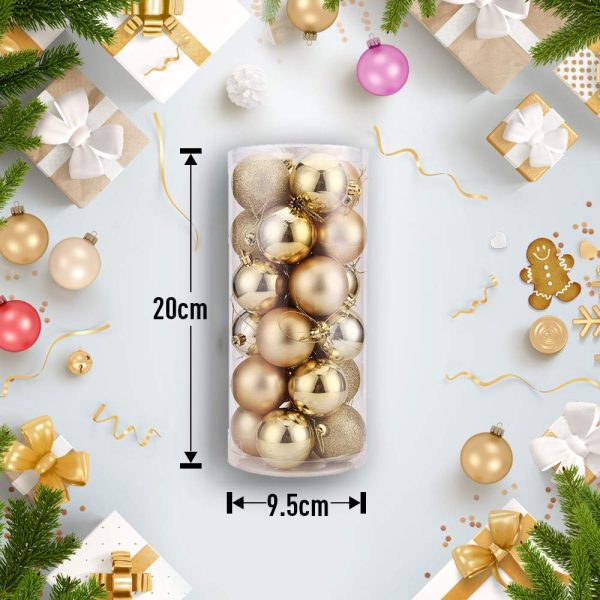 WAWJ Boules de Noël 4 cm Arbre de Noël Ornements en Plastique Brillant Décoration de Noël Incassable Boule Décoration d'arbre de (Or)