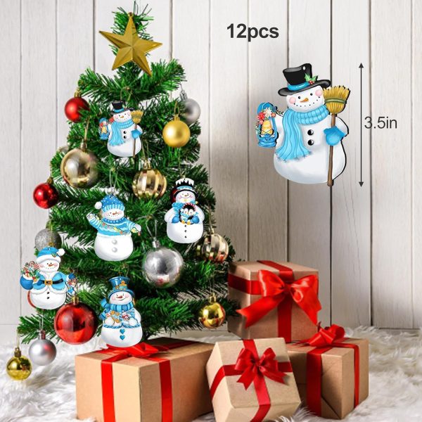 Wooden Christmas Decoration, Christmas Tree Decorations, 12 Wooden Christmas Tree Pendants, Wooden Christmas Tree Decoration, Christmas Tree Decoration, Snowman Shape, Hanging...