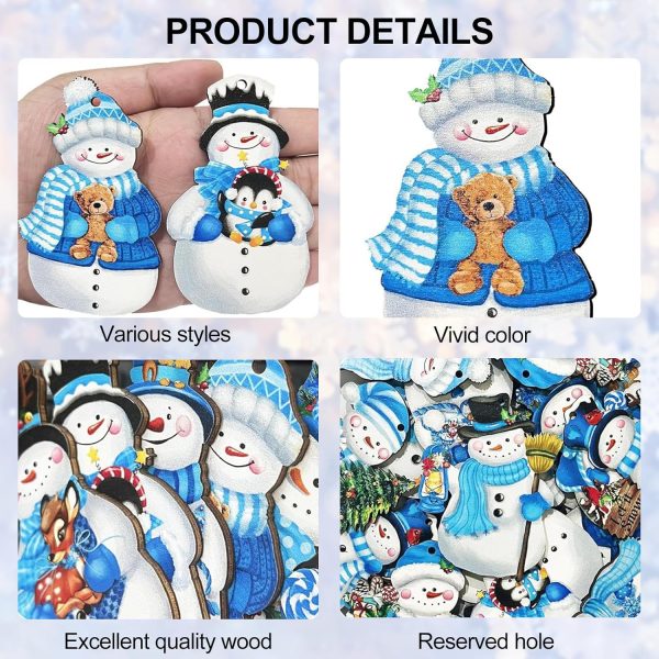 Wooden Christmas Decoration, Christmas Tree Decorations, 12 Wooden Christmas Tree Pendants, Wooden Christmas Tree Decoration, Christmas Tree Decoration, Snowman Shape, Hanging...