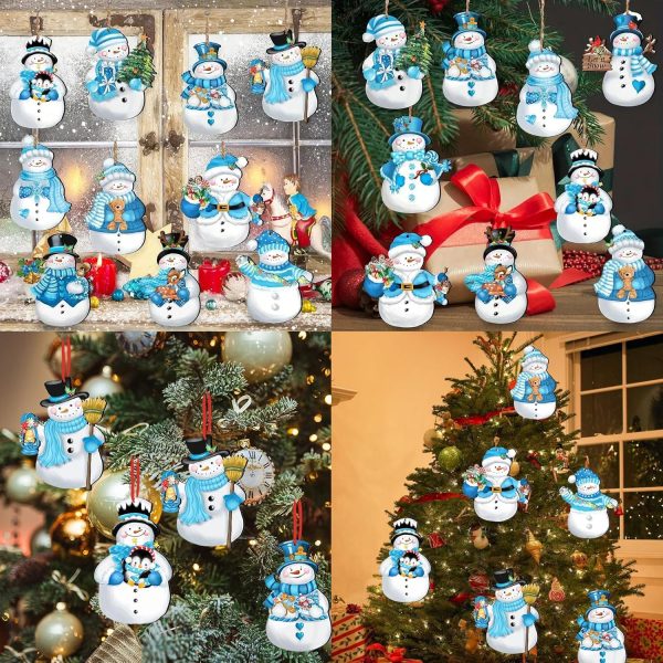 Wooden Christmas Decoration, Christmas Tree Decorations, 12 Wooden Christmas Tree Pendants, Wooden Christmas Tree Decoration, Christmas Tree Decoration, Snowman Shape, Hanging...