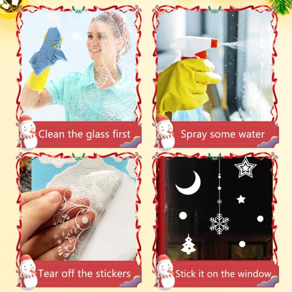 9 Sheets of 209 Reusable Christmas Window Stickers 9 Sheets Watercolour Decoration Christmas Window Stickers Large Santa Christmas Tree Snowflake