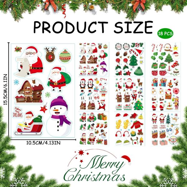AYNKH 18 Feuilles d'Autocollants de Noël, Autocollants de Noël pour la Décoration, Autocollants de Noël pour l'Artisanat, Autocollants de Noël pour la Fabrication de Cartes