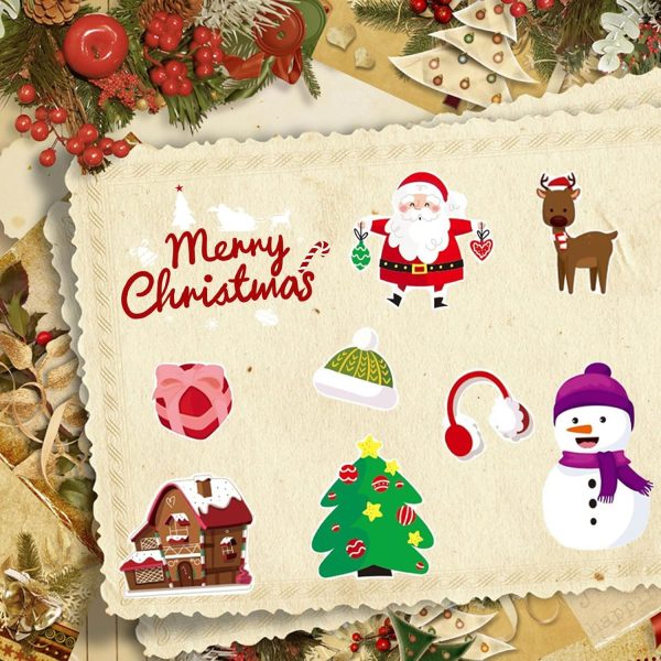 AYNKH 18 Feuilles d'Autocollants de Noël, Autocollants de Noël pour la Décoration, Autocollants de Noël pour l'Artisanat, Autocollants de Noël pour la Fabrication de Cartes