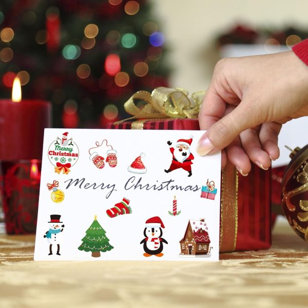 AYNKH 18 Feuilles d'Autocollants de Noël, Autocollants de Noël pour la Décoration, Autocollants de Noël pour l'Artisanat, Autocollants de Noël pour la Fabrication de Cartes
