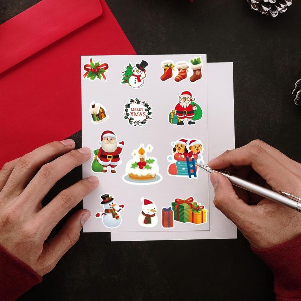 AYNKH 18 Feuilles d'Autocollants de Noël, Autocollants de Noël pour la Décoration, Autocollants de Noël pour l'Artisanat, Autocollants de Noël pour la Fabrication de Cartes