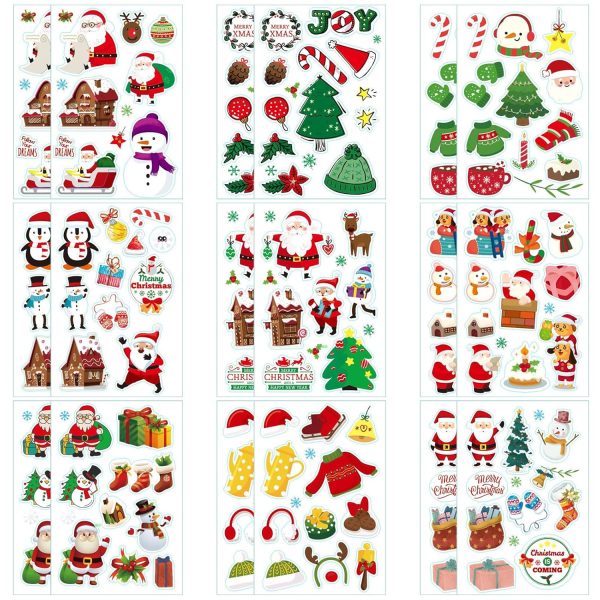 AYNKH 18 Feuilles d'Autocollants de Noël, Autocollants de Noël pour la Décoration, Autocollants de Noël pour l'Artisanat, Autocollants de Noël pour la Fabrication de Cartes