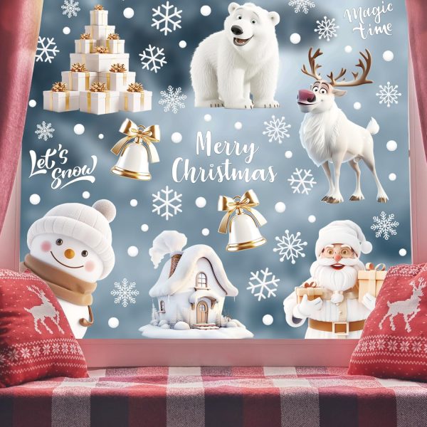 Christmas Window Stickers Reusable Christmas Decoration Window Electrostatic PVC Sticker Christmas Window Stickers Christmas Window Decoration Reusable Snowflake Sticker