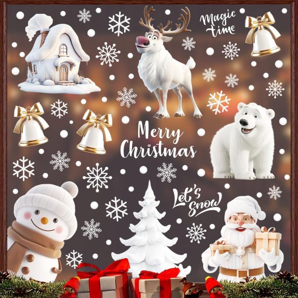 Christmas Window Stickers Reusable Christmas Decoration Window Electrostatic PVC Sticker Christmas Window Stickers Christmas Window Decoration Reusable Snowflake Sticker