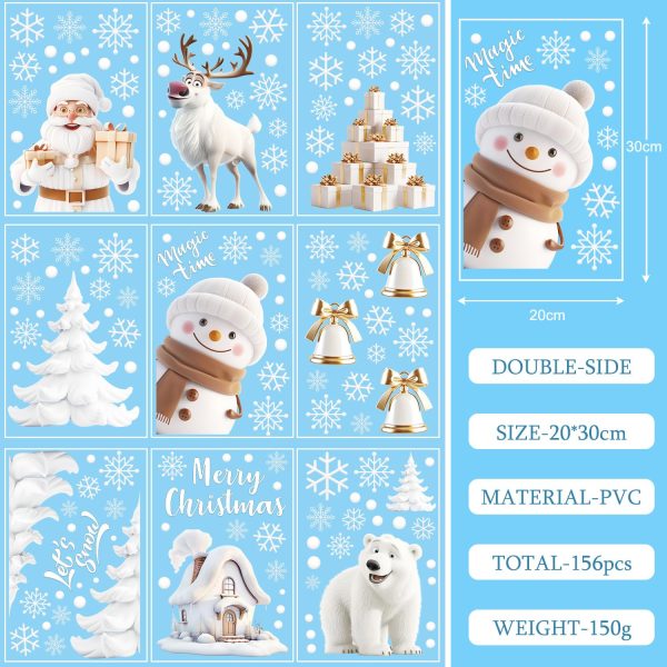 Christmas Window Stickers Reusable Christmas Decoration Window Electrostatic PVC Sticker Christmas Window Stickers Christmas Window Decoration Reusable Snowflake Sticker