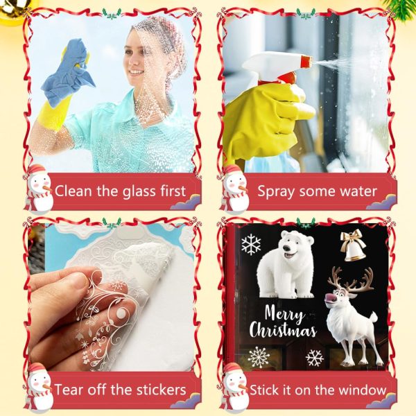 Christmas Window Stickers Reusable Christmas Decoration Window Electrostatic PVC Sticker Christmas Window Stickers Christmas Window Decoration Reusable Snowflake Sticker