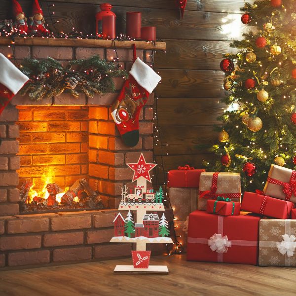 Gosknor Décorations Table Noël, Décorations Noël en Bois Qualité Supérieure Décoration d'Intérieur pour La Maison Décoration Table Noël Cadeaux Célébration Noël Parfaits pour La...