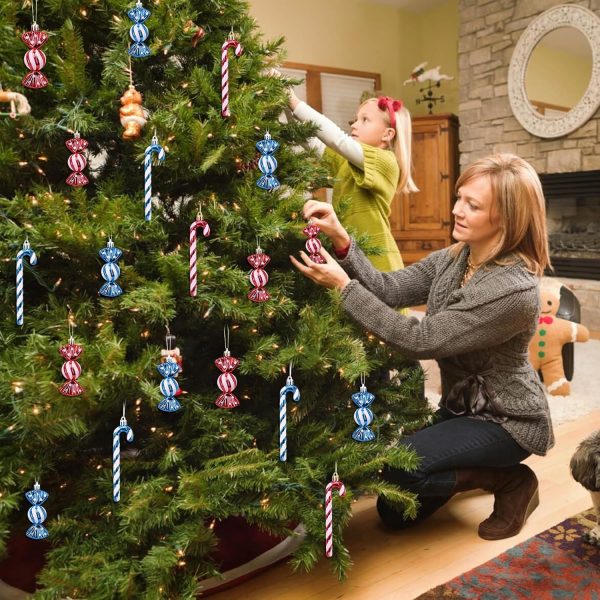 GOZINA 18pcs Christmas Tree Decorations, Candy Cane Christmas Tree Decorations, Cute Red and White Christmas Tree Decorations(Red)