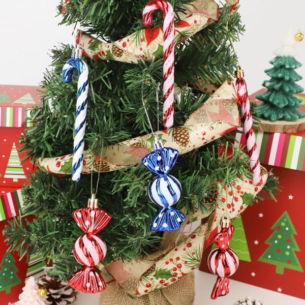 GOZINA 18pcs Christmas Tree Decorations, Candy Cane Christmas Tree Decorations, Cute Red and White Christmas Tree Decorations(Red)