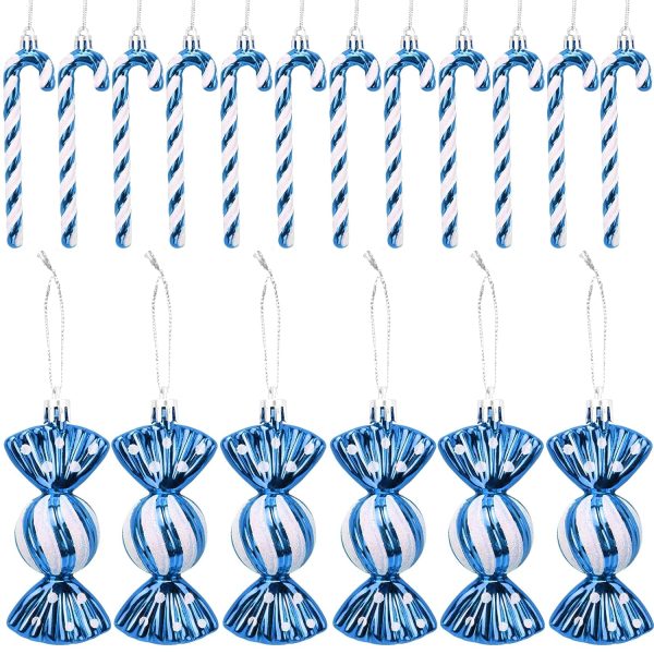 GOZINA 18pcs Christmas Tree Decorations, Candy Cane Christmas Tree Decorations, Cute Red and White Christmas Tree Decorations(Red)
