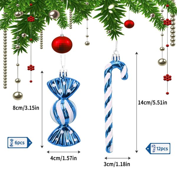 GOZINA 18pcs Christmas Tree Decorations, Candy Cane Christmas Tree Decorations, Cute Red and White Christmas Tree Decorations(Red)