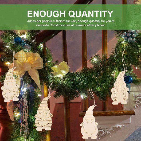 Lot de 40 disques en bois pour travaux manuels, peinture, lutin - Figurines en bois - Décoration d'arbre de Noël - Pendentif arbre de Noël - Décoration de Noël pour enfants