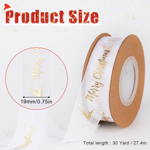 Christmas Ribbon Rolls, 30 Yards Gift Wrapping Ribbon, Bronzing Style Christmas Wrapping Ribbon for Gift Wrapping, Christmas Tree, Crafts