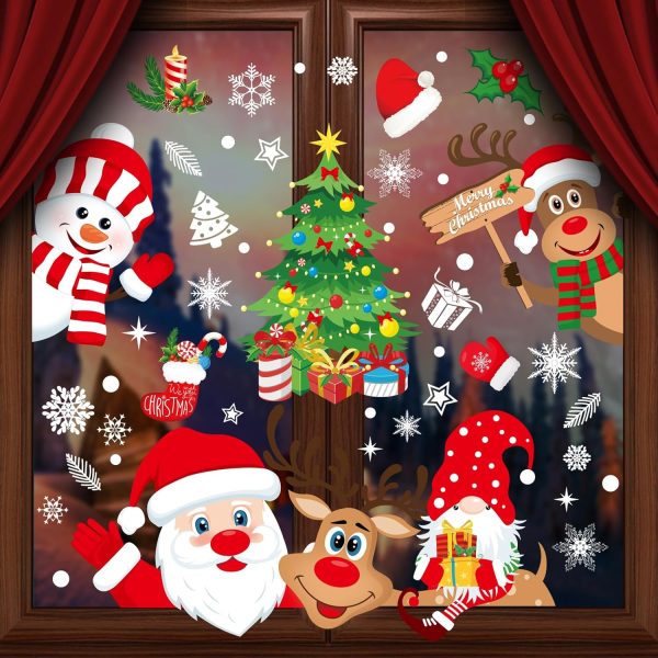 Christmas Stickers, Christmas Decoration Window Sticker, Reusable, Double-Sided Removable DIY Window Stickers, Dwarfs Reindeer Santa Claus Snowman PVC Stickers, 10 Sheets, 267...