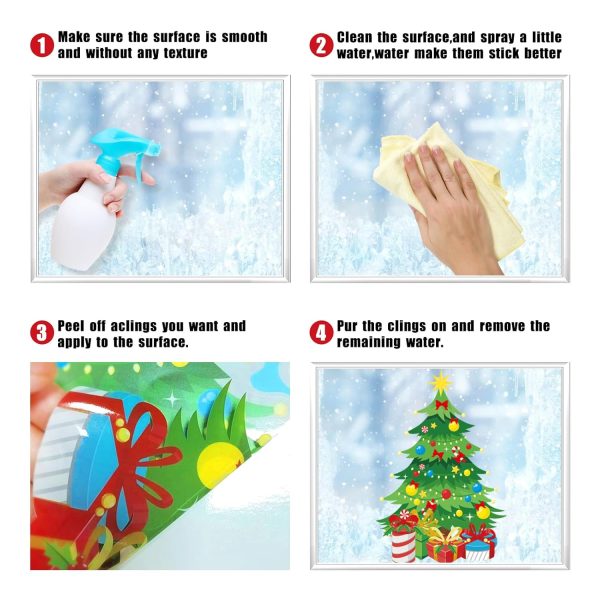 Christmas Stickers, Christmas Decoration Window Sticker, Reusable, Double-Sided Removable DIY Window Stickers, Dwarfs Reindeer Santa Claus Snowman PVC Stickers, 10 Sheets, 267...