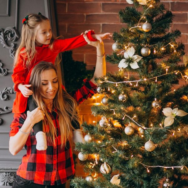 MTSCE 100 Pieces Gold Christmas Baubles in 10 Types, Unbreakable Plastic Christmas Tree Decoration Reusable