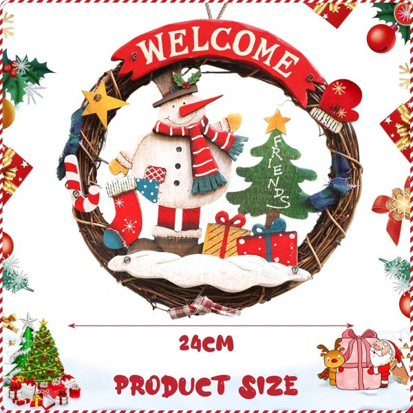 NLMWTI Braided Christmas Wreath, Christmas Wreath Door Welcome for Christmas, Hanging Decoration Approx. Diameter 25 cm, Christmas Decorations
