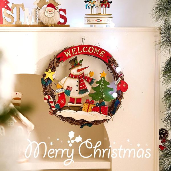 NLMWTI Braided Christmas Wreath, Christmas Wreath Door Welcome for Christmas, Hanging Decoration Approx. Diameter 25 cm, Christmas Decorations