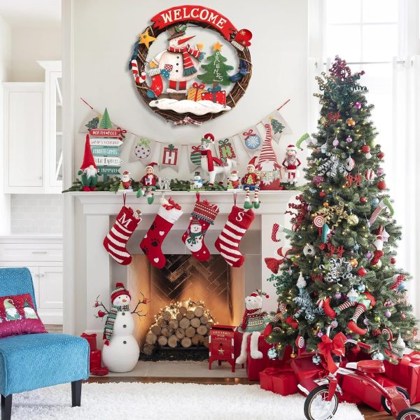 NLMWTI Braided Christmas Wreath, Christmas Wreath Door Welcome for Christmas, Hanging Decoration Approx. Diameter 25 cm, Christmas Decorations