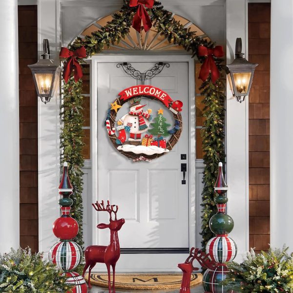 NLMWTI Braided Christmas Wreath, Christmas Wreath Door Welcome for Christmas, Hanging Decoration Approx. Diameter 25 cm, Christmas Decorations