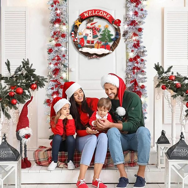 NLMWTI Braided Christmas Wreath, Christmas Wreath Door Welcome for Christmas, Hanging Decoration Approx. Diameter 25 cm, Christmas Decorations